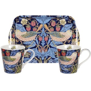 PIMPERNEL Set 2 cani din portelan cu tava, Morris & Co - Strawberry Thief Blue PIMPERNEL Set 2 cani din portelan cu tava, Morris & Co - Strawberry Thief Blue