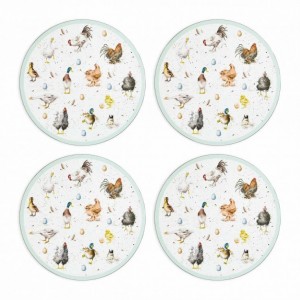 PIMPERNEL Wrendale Designs Farmyard Feathers Set 4 Placemats Medium Round 31cm PIMPERNEL Wrendale Designs Farmyard Feathers Set 4 Placemats Medium Round 31cm