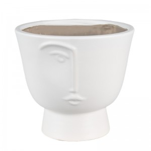 Vas decorativ din piatra "Half Face" 17x15 cm, Clayre & Eef Vas decorativ din piatra "Half Face" 17x15 cm, Clayre & Eef