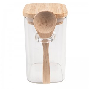Borcan cu capac si lingurita "Woody" 8*6*11 cm, Clayre & Eef Borcan cu capac si lingurita "Woody" 8*6*11 cm, Clayre & Eef