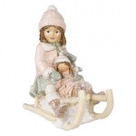 Decoratiune "Child on Sledge" 10*6*11 cm, Clayre&Eef