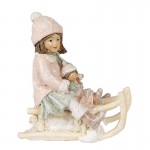 Decoratiune "Child on Sledge" 10*6*11 cm, Clayre&Eef