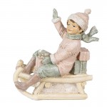 Decoratiune "Child on Sledge" 10*5*10 cm, Clayre&Eef