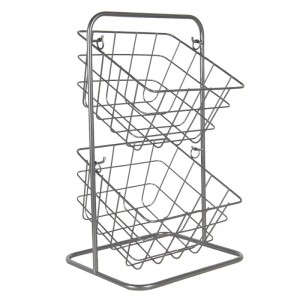 Suport metalic cu doua cosuri depozitare 22x22x41cm, Clayre & Eef