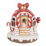 Casuta decorativa cu LED Craciun "Gingerbread House" 14x12x14 cm, Clayre&Eef