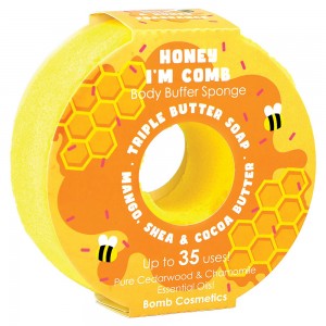Spumant cu burete exfoliant pentru dus DONUT Honey I'm Comb 165g, Bomb Cosmetics Spumant cu burete exfoliant pentru dus DONUT Honey I'm Comb 165g, Bomb Cosmetics