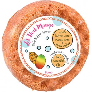 Spumant cu burete exfoliant pentru dus Let that Mango 200g, Bomb Cosmetics Spumant cu burete exfoliant pentru dus Let that Mango 200g, Bomb Cosmetics