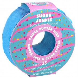 Spumant cu burete exfoliant pentru dus DONUT Sugar Junkie 165g, Bomb Cosmetics Spumant cu burete exfoliant pentru dus DONUT Sugar Junkie 165g, Bomb Cosmetics