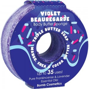 Spumant cu burete exfoliant pentru dus DONUT Violet Beauregarde 165g, Bomb Cosmetics Spumant cu burete exfoliant pentru dus DONUT Violet Beauregarde 165g, Bomb Cosmetics