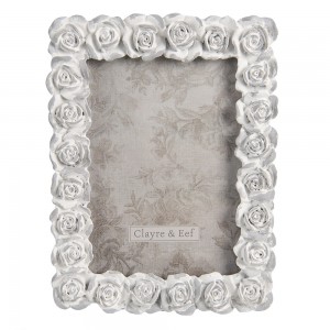 Rama foto "Grey Roses" 15x2x20 cm / 12x16 cm, Clayre&Eef Rama foto "Grey Roses" 15x2x20 cm / 12x16 cm, Clayre&Eef