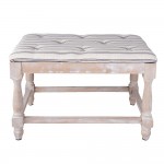 Taburet country style din lemn cu perna sezut "Ottoman" 60x40x42 cm, Clayre & Eef