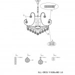 Candelabru auriu decorat cu cristale, Ø 50x43/168 cm E14/max 6x40W, Clayre & Eef