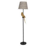 Lampa pentru podea decor papagal auriu, alb negru "Golden Parrot" Ø 37x165 cm E27/max 1x60W, Clayre & Eef