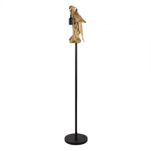 Lampadar cu picior negru decor papagal auriu "Golden Parrot" Ø 25x139 cm E27/max 1x60W, Clayre & Eef Lampadar cu picior negru decor papagal auriu "Golden Parrot" Ø 25x139 cm E27/max 1x60W, Clayre & Eef