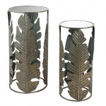 Set 2 masute decorative "Copper Leaves" Ø 39x82 / Ø 31x72 cm, Clayre & Eef