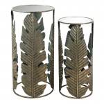 Set 2 masute decorative "Copper Leaves" Ø 39x82 / Ø 31x72 cm, Clayre & Eef