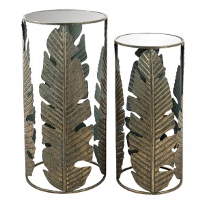 Set 2 masute decorative "Copper Leaves" Ø 39x82 / Ø 31x72 cm, Clayre & Eef Set 2 masute decorative "Copper Leaves" Ø 39x82 / Ø 31x72 cm, Clayre & Eef