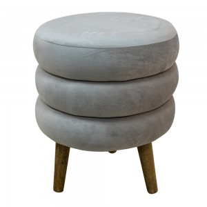 Taburet "Grey Velvet Pouf" Ø 38x44 cm, Clayre & Eef Taburet "Grey Velvet Pouf" Ø 38x44 cm, Clayre & Eef