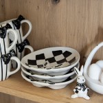  Decoratiune Iepuras Paste "Black & White Rabbit" 5x4x9cm, Clayre&Eef