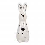  Decoratiune Iepuras Paste "Black & White Bunny" 5x4x13cm, Clayre&Eef