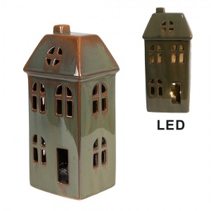 Casuta decorativa cu LED "Winter House" 7x6x15 cm, Clayre&Eef Casuta decorativa cu LED "Winter House" 7x6x15 cm, Clayre&Eef