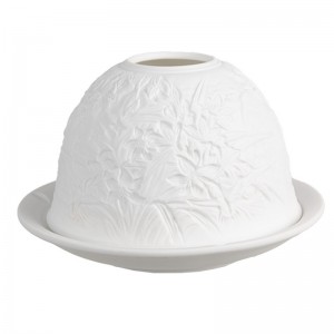Suport pentru lumanare Tealight "White Flowers" Ø 12x8 cm, Clayre & Eef Suport pentru lumanare Tealight "White Flowers" Ø 12x8 cm, Clayre & Eef