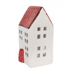 Casuta din ceramica cu suport pentru lumanare Tealight "Red Roof" 8x8x15 cm, Clayre&Eef