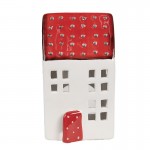 Suport casuta pentru lumanare Tealight "Red Roof" 8x8x15 cm, Clayre&Eef