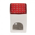 Suport casuta pentru lumanare Tealight "Red Roof" 8x8x15 cm, Clayre&Eef