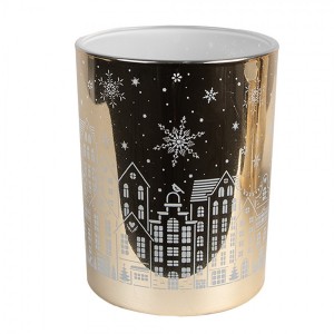 Suport decorativ pentru lumanari "City Lights" Ø 10x12 cm, Clayre&Eef Suport decorativ pentru lumanari "City Lights" Ø 10x12 cm, Clayre&Eef