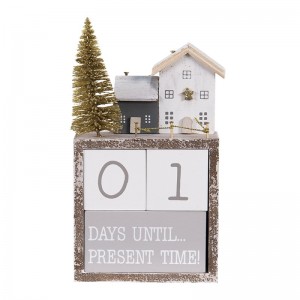 Decoratiune din lemn Calendar Craciun 10x5x18 cm, Clayre & Eef