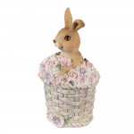 Decoratiune Paste "Rabbit on Flower Basket" 7x6x11cm, Clayre&Eef