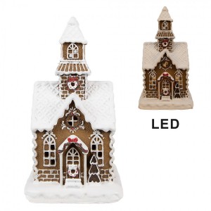 Decoratiune cu LED "Gingerbread House" 13x11x25 cm, Clayre&Eef Decoratiune cu LED "Gingerbread House" 13x11x25 cm, Clayre&Eef