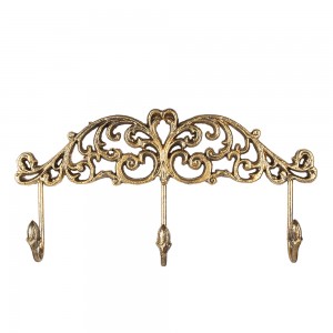Cuier cu 3 agatatoare "Golden Rack" 38x5x19 cm, Clayre & Eef Cuier cu 3 agatatoare "Golden Rack" 38x5x19 cm, Clayre & Eef