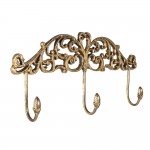 Cuier cu 3 agatatoare "Golden Rack" 38x5x19 cm, Clayre & Eef