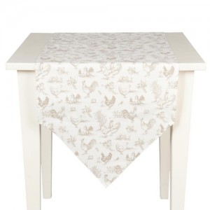 Traversa de masa bumbac 50x160cm "Chicken Family" Nature, Clayre&Eef