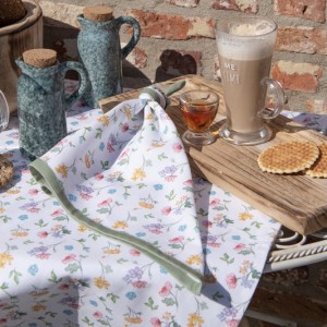 Fata de masa 100% bumbac 100x100cm "Colourful Flowers", Clayre & Eef