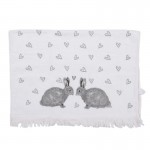 Prosop de bucatarie flausat "Bunnies in Love" Grey 40*66 cm, Clayre&Eef