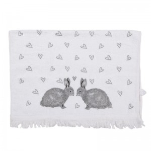 Prosop de bucatarie flausat 100% bumbac 40x66cm "Bunnies in Love" Grey, Clayre&Eef
