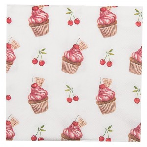 Servetele de masa "Cupcake" 33*33 cm, Clayre & Eef Servetele de masa "Cupcake" 33*33 cm, Clayre & Eef