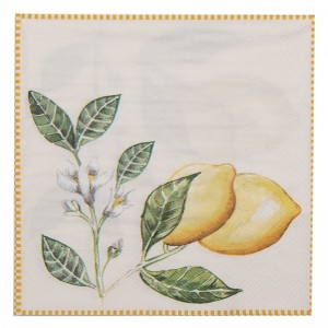 Servetele de masa "Lemons and Leaf" 33*33 cm, Clayre & Eef Servetele de masa "Lemons and Leaf" 33*33 cm, Clayre & Eef