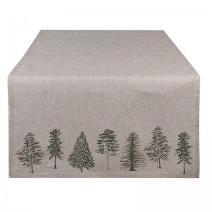 Craciun Napron/  traversa de masa "Natural Pine Trees" 50x140 cm, Clayre & Eef Craciun Napron/  traversa de masa "Natural Pine Trees" 50x140 cm, Clayre & Eef