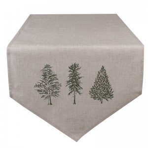 Craciun Napron/  traversa de masa "Natural Pine Trees" 50x160 cm, Clayre & Eef Craciun Napron/  traversa de masa "Natural Pine Trees" 50x160 cm, Clayre & Eef