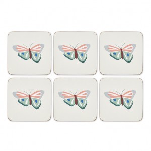 PIMPERNEL Papillon Set 6 Coasters 10.5 x 10.5cm PIMPERNEL Papillon Set 6 Coasters 10.5 x 10.5cm