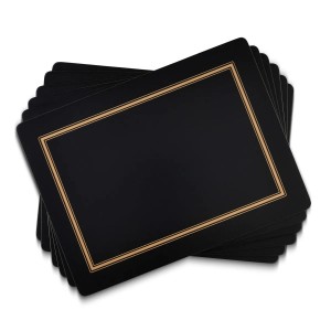 PIMPERNEL Classic Black Set 6 Placemats Medium 30.5 x 23cm PIMPERNEL Classic Black Set 6 Placemats Medium 30.5 x 23cm