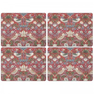 PIMPERNEL Strawberry Thief Red Morris & CO Set 4 Placemats Large 40.10 x 29.80cm PIMPERNEL Strawberry Thief Red Morris & CO Set 4 Placemats Large 40.10 x 29.80cm