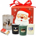 Set cadou Editie Limitata Ho, Ho, Ho..., 3 lumanari parfumate Yankee Candle si suport decorativ Santa"s Reindeer maro