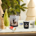 Set cadou Editie Limitata Santa's Gift 3 lumanari parfumate si suport decorativ Santa's Reindeer maro