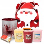 Set cadou Editie Limitata Santa's Gift 3 lumanari parfumate si suport decorativ Santa's Reindeer rosu