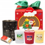 Set cadou Editie Limitata The Land of Santa 3 lumanari parfumate si suport decorativ City Lights 